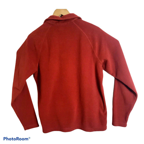 Lands End Therma Check Mens 1/4 Zip Long Sleeve Rust Fleece Pullover Small 34-36 - Picture 5 of 5